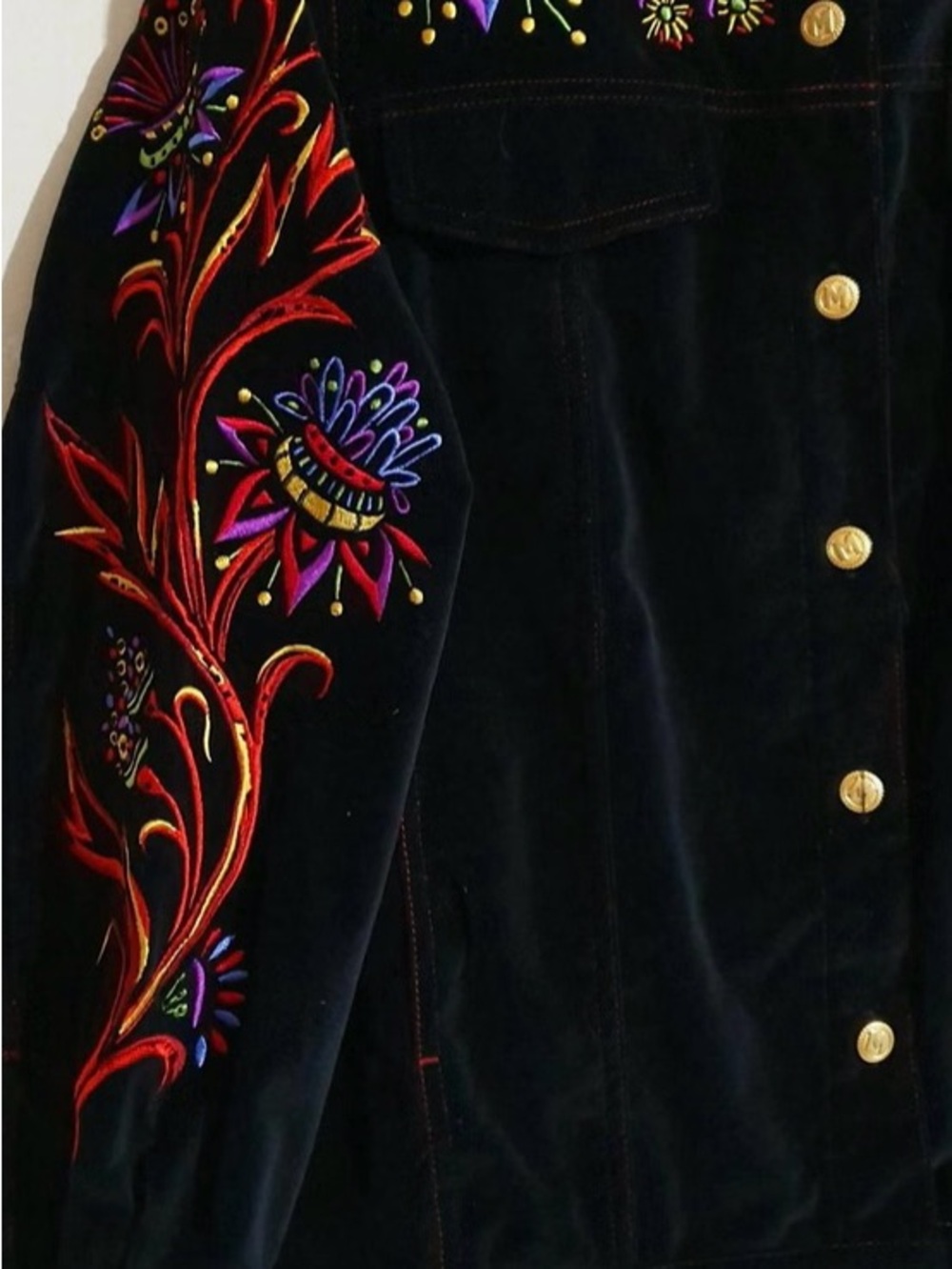 Bob Mackie Embroidered Jacket Black Multicolour Multiple colors size  L - Picture 3 of 13